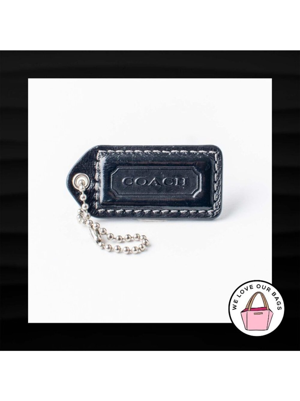2" Medium COACH BLACK PATENT LEATHER KEY FOB